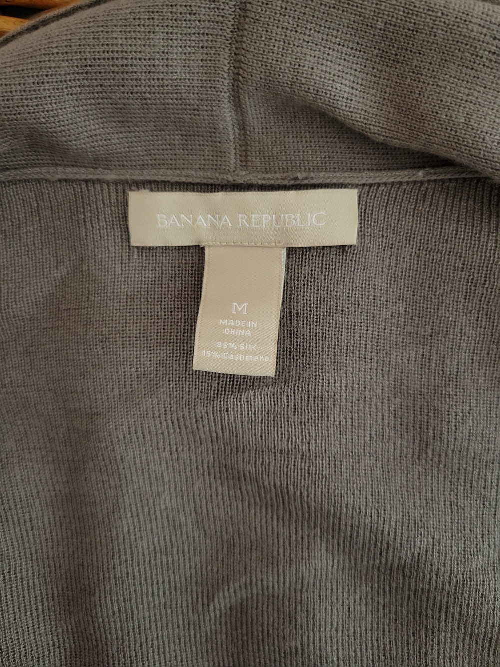 Banana Republic Silk Cashmere Open Front Cardigan Sweater Taupe Brown Size M - Picture 4 of 6